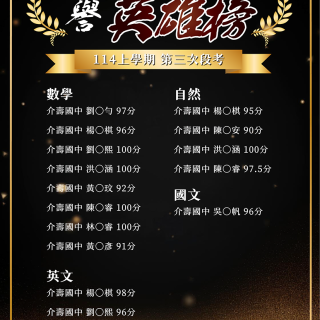 114上學期 第三次段考金榜